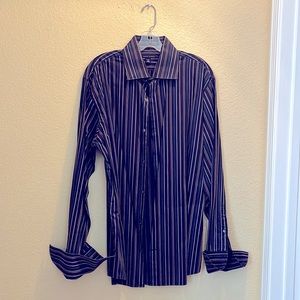 B.R. Navy striped dress shirt